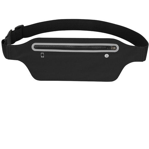 MOVOYEE Fanny Packs for Women, Waterproof Fanny Pack for Men, Adjustable Running Belt Waist Pack Slim Expandable Pocket Belt Black, iPhone Running Holder Cell Phone Elastic Waist Pouch Bag for Galaxy