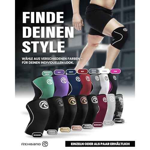 Rehband 5mm Knee Sleeves for Functional Training, Cross-Training & Powerlifting, Weightlifting Knee Support made of Neoprene, Unisex, Colour:Carbon/Black - 1 Pair, Size:Medium