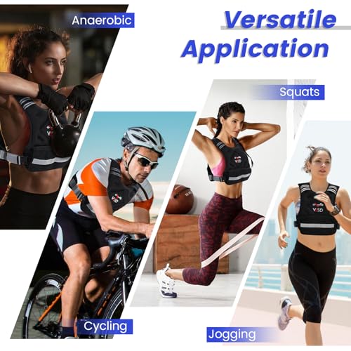 Weighted Vest for Women Men - Adjustable 11-20lb Black with Reflective Strips