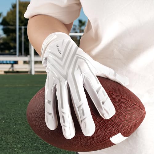 Football Gloves Men Women Boys Youth Super Grip X-Large White