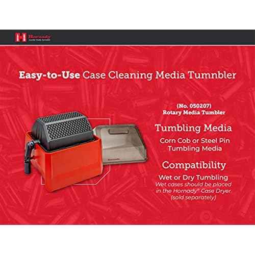 Hornady Rotary Media Sifter 050207 - Easily Separate Corn Corb or Steel Pin Tumbling Media from Cartridge Cases - Media Separator with Rotating Handle, Clear Lid, Sifter Drum Halves, & Locking Pin