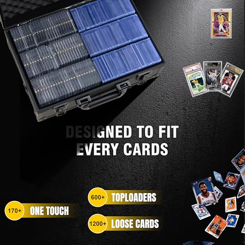 Large Aluminum Card Storage Box for Toploaders - Black, Holds 600+ Cards with Lock