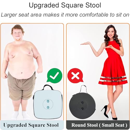 Portable Folding Camping Stool 400lbs Capacity with Adjustable Height - 1 Pack All Ice Cream Variation