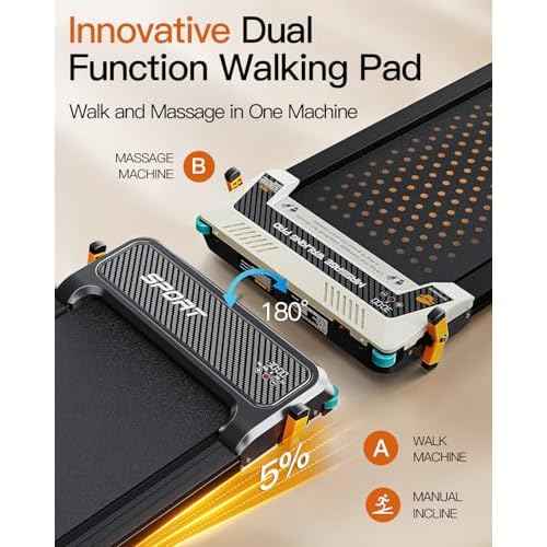 FUNRAY Versatile Walking Pad Treadmill with Incline - Dual-Sided Under Desk Treadmill with Foot Massage,2 in 1 Walking Machine for Home/Office with 330LBS Weight Capacity