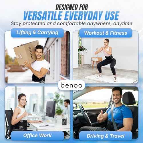 Back Brace for Lower Back Pain Relief | Sciatica Lumbar Support Belt for Men & Women, Adjustable Back Support Brace for Work & Daily Use, All-Day Comfort & Heavy-Duty Compression (Medium 33-38.9")