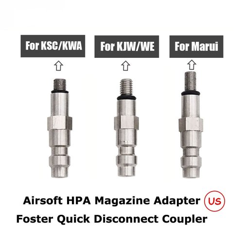 Heyxire Airsoft HPA Magazine Taps Valve Adapter Male Foster Quick Disconnect Coupler for KJW-WE