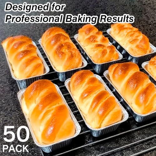 Mini Aluminum Loaf Pans 100 Pack - 6 x 3.5 x 2 Inch Disposable Baking Molds - Perfect for Bread Cake and Holiday Treats