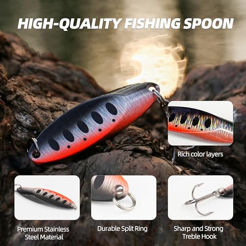 10PCS Jigging Spoon Fishing Lures with Glow & High Flash - 3/4oz