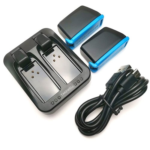 TAKEWELL 2 Pcs Batteries + Dual-Port Charger for SRAM AXS/eTap, The Charger Unit Comes with USB C, Both Batteries can be Quickly Charged at The Same Time, 300 mAh 7.4 V 2.2 Wh for One Battery.