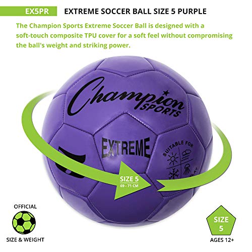 Purple Soccer Ball - Size 5, All Weather, Soft Touch, Youth & Adult Training