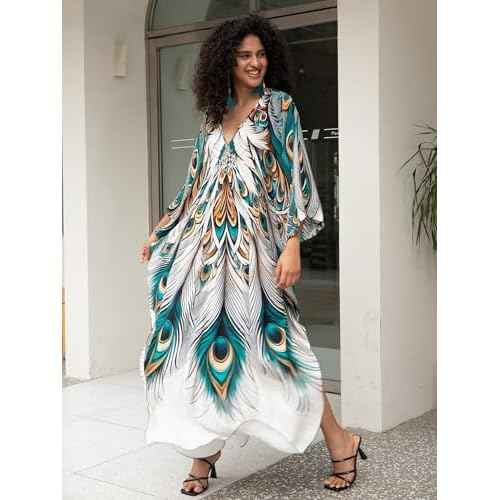 Women's Plus Size Kaftan Dress ? Plus Size Maxi Dress Moo Moos Beach Cover Up,Bathing Suit Cover-Up Loungewear