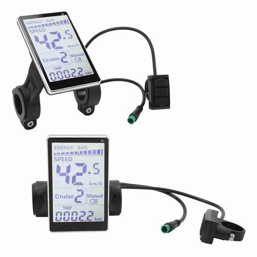 E Bike Display, Electric Bike LCD Display Bike Odometer 24v 36v 48v 60v 5 Pin E Scooter Display M5 Panel Meter Screen for 31.8 22.2mm Handlebar