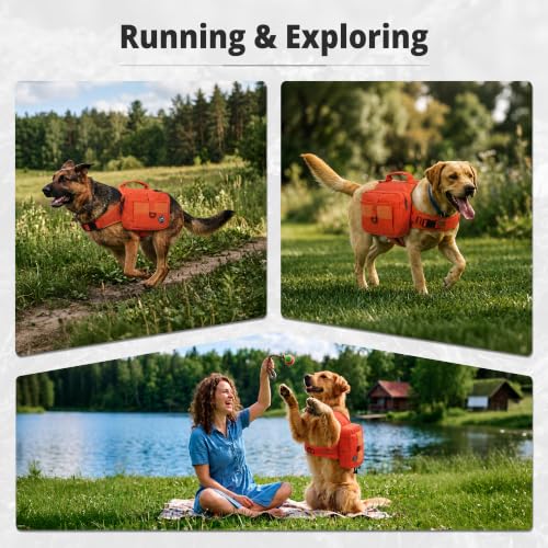 Himal Outdoors Dog Backpack & Saddle Bag - Orange, Adjustable Hiking Pack