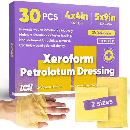 Sterile Xeroform Petrolatum Gauze Dressings for Wound & Burn Care 30 Pack