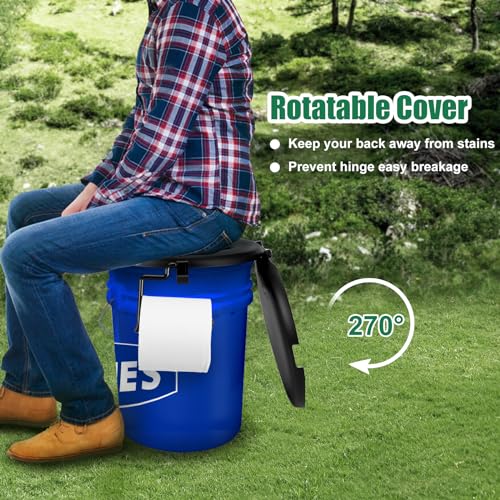 Black Portable Toilet Seat for 5 Gallon Buckets Camping Hiking Outdoor