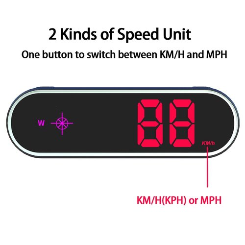 VJOYCAR New Colorful Speedometer HUD GPS Digital Speed Meter MPH KM/H Speedo Head Up Display for Cars Trucks, USB Cable Plug & Play (7 Color/MPH KM/H)