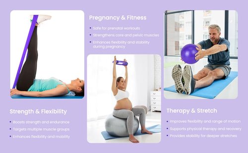 At Home Pilates Kit 13 pcs, Pilates Equipment for Home Workouts, Pilate Accessories Set with 9.8” Ball, 12” Magic Circle Yoga Rings, Resistance Bands, Pilates Essentials Kit for Women Gift (purple)
