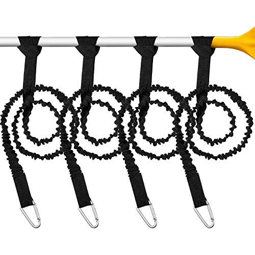4 Pack Kayak Paddle Leash with Hooks and Straps - Stretchable Coiled Tether