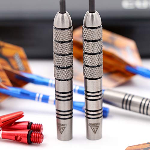 CUESOUL 26g Tungsten Steel Tip Darts with Black Case - Center Weighted, Hand Painted Rings