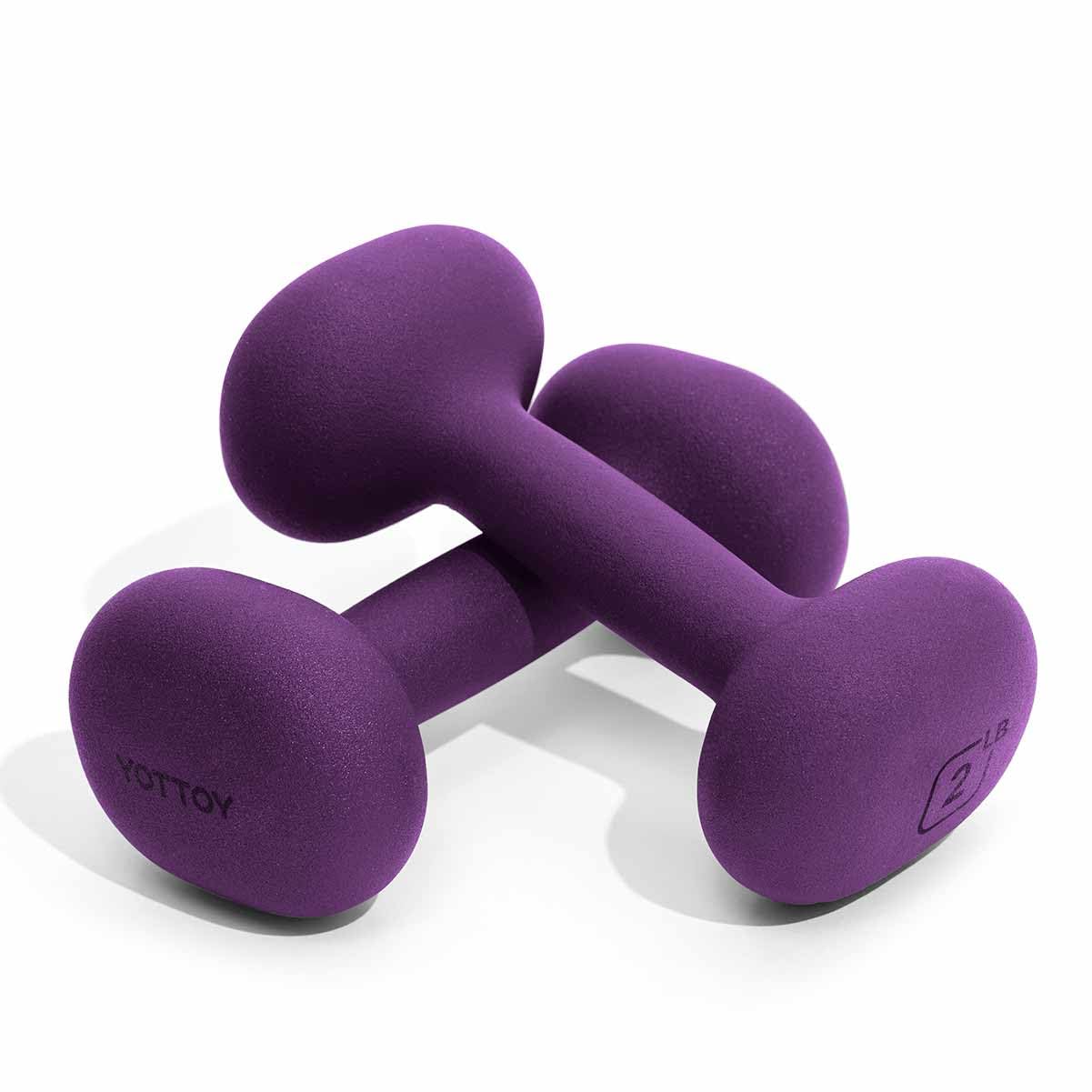 YOTTOY Dumbbell Set of 2,2-15 Pound Hand Weights for Women, Non-Slip Hand Weights for Home Gym, Strength Training, and Full-Body Workouts (Purple, 10LB-Pair)