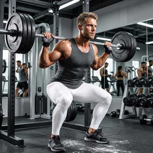Men's Compression Pants Athletic Tight Leggings Base Layer for Running Workout Yoga White Medium