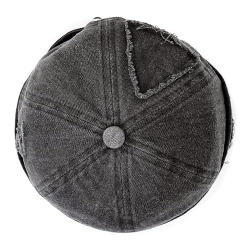 Mens Sailor Hat Brimless Denim Docker Cap Beanie Black - One Size