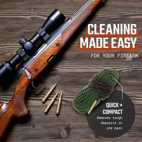 Ultimate Rifle Build Gun Snake for .223 5.56mm/.22/9mm/.380/12 GA/.30/.308/.44 Cal and More | Compact Gun Cleaner Rope