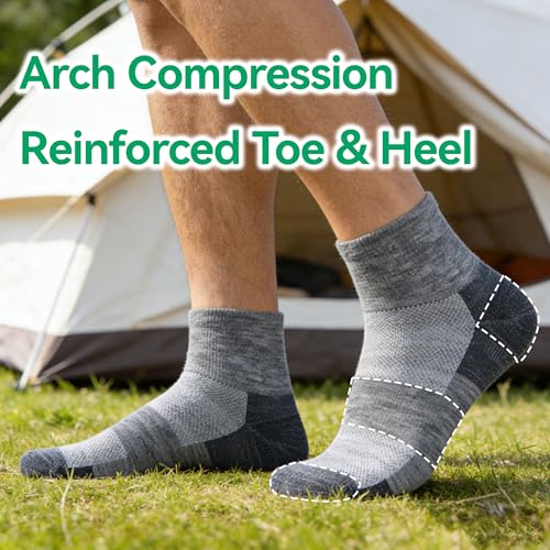X-Large 3 Pairs Merino Wool Ankle Socks for Men Women - All-Season Breathable Casual