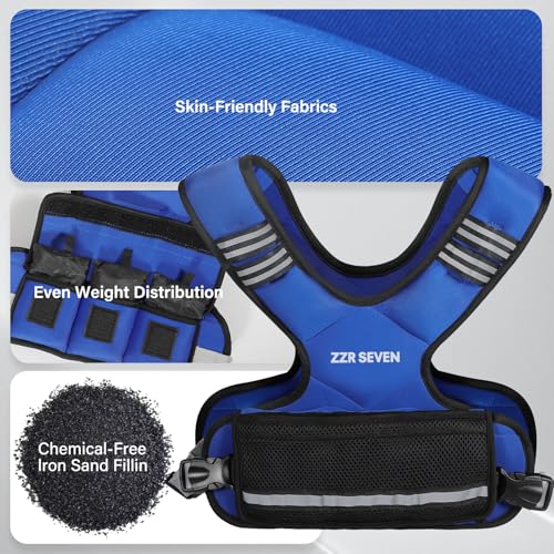 Weighted Vest for Men and Women - Adjustable 4-10lbs Fitness Running Vest Blue