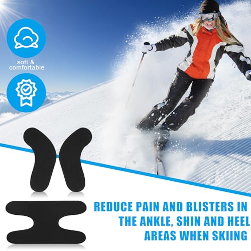 32 Pcs Ski & Snowboard Boots Fitting Pads, 24 Pcs Self Adhesive J Bars, 8 Pcs Ankle Wrap Pads Boot Inserts Foam Padding to Reduce Heel Lift Ankle Blisters