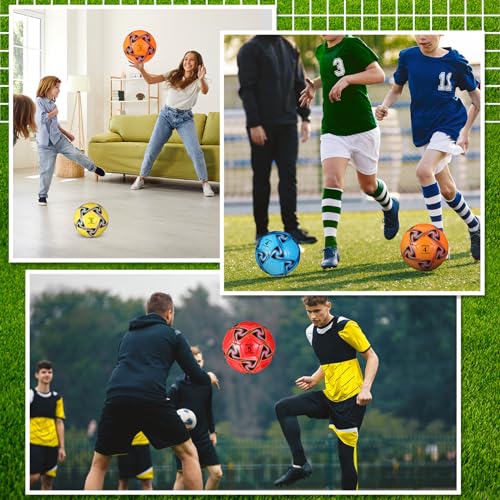 Deekin 6 Pack Kids Soccer Balls with Pump Size 4 Bright Colors Bulk