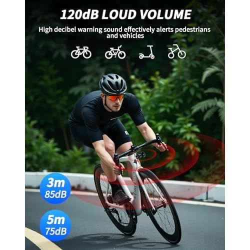 Electric Bike Horn, Max 120dB Loud Bicycle Horn with Wireless Remote, USB-C Rechargeable Bike Bell for Adults Kids Bike, Scooter, Ebike, Waterproof Bike Accessories