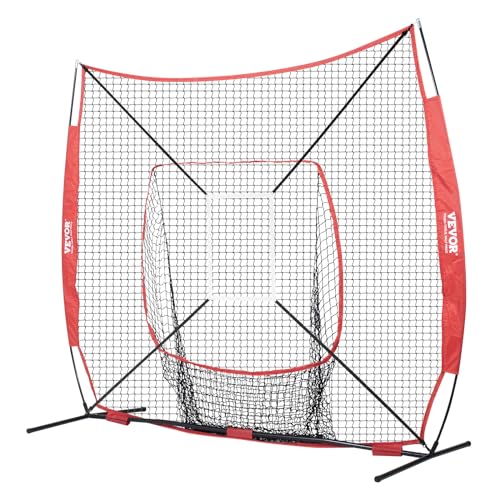 VEVOR 7x7FT Softball Practice Net Set with Batting Tee & Accessories