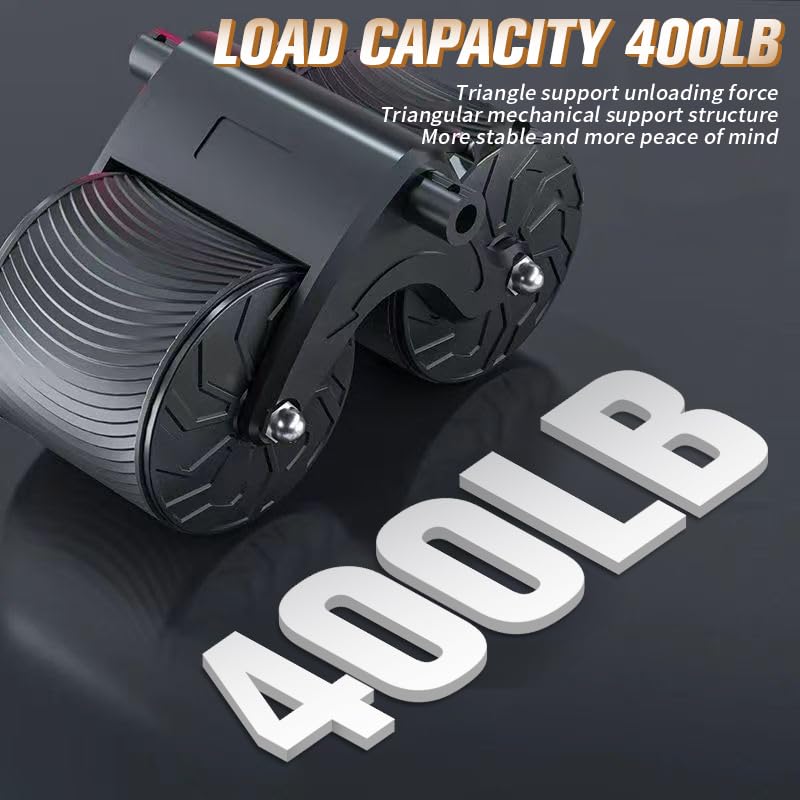 2024 New Ab Roller Wheel with Timer & Knee Mat,Automatic Rebound Abdominal Wheel with Elbow Support Ab Workout Equipment for Strengthening Core Muscles Abs Exercise Roller for Women Men (Black)