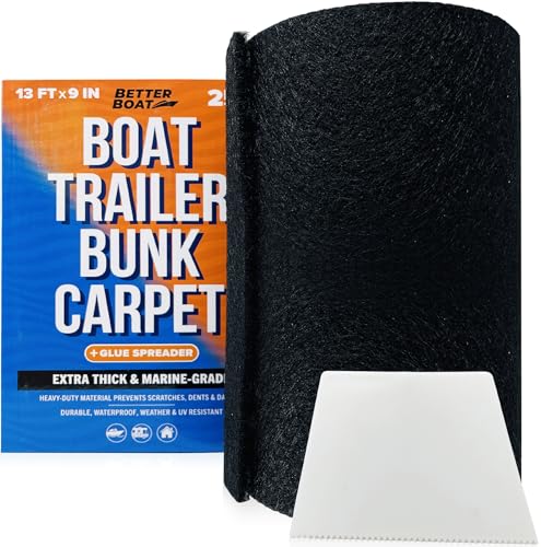 Boat Trailer Bunk Carpet 13ft x 9in Roll 1/4" Thick - 9" Width, Black — Better Boat (Variation: 9" 1 Pack)