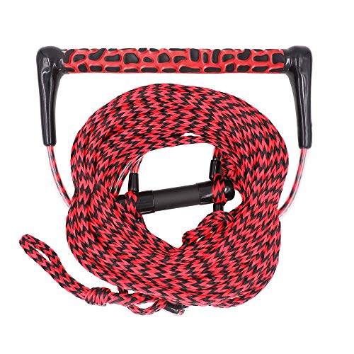 Wakeboard Rope 75ft with EVA Handle & Trick Handle - Red & Black 2-Section