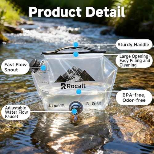 Rocalt 2 Pack Collapsible Water Container, 2.1Gallon BPA Free Water Storage Carrier Jug with Spigot, Foldable Camping Portable Water Bag for Hurricane Preparedness, Hiking, Survival & Emergency