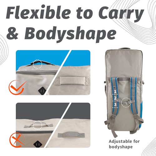 iTAOSTAR 120L Paddle Board Backpack Black & Gray with Front Pocket and Adjustable Straps