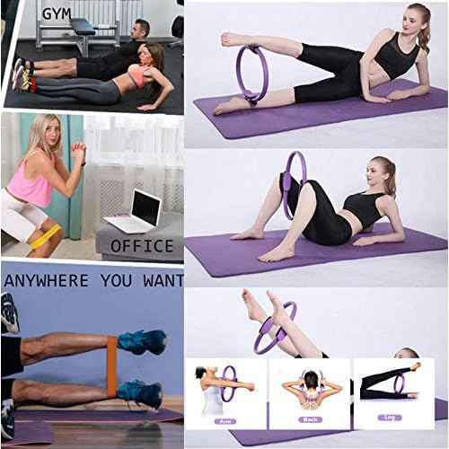 YXILEE Pilates Ring Circle Set - Workout at Home Workout Equipment Women - Booty Bands Stretching Equipment Pilates Mini Exercise Ball for Legs Arms and Thighs