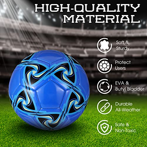 Deekin 6 Pack Kids Soccer Balls with Pump Size 4 Bright Colors Bulk