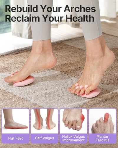 Pink Foot Arch Trainer for Flat Feet, Plantar Fasciitis Relief & Support - Portable Exercise Brace