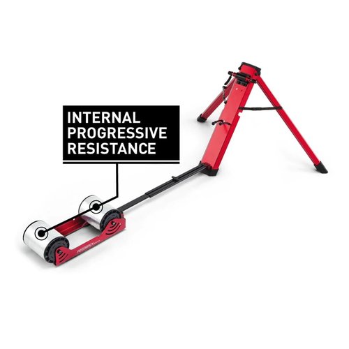 FEEDBACK SPORTS | Omnium Over-Drive Light Weight Portable Bike Trainer with Travel Bag | Adjustable Wheelbase and Fork Mount | Road, Gravel, Mountain Bike Compatible | Red