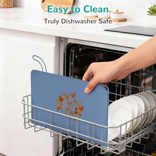 Denim Blue Silicone Baby Placemat - Non-Slip, Dishwasher Safe for Toddler Self-Feeding