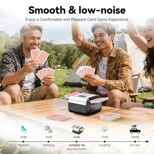 KPAW Card Shuffler - Automatic & Manual, 1-2 Decks, Rechargeable, White / Medium