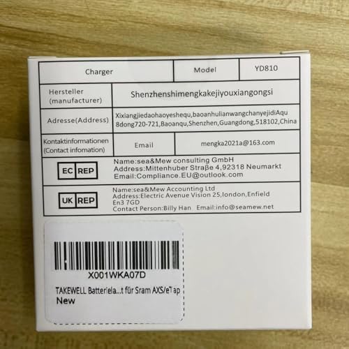 TAKEWELL 2 Pcs Batteries + Dual-Port Charger for SRAM AXS/eTap, The Charger Unit Comes with USB C, Both Batteries can be Quickly Charged at The Same Time, 300 mAh 7.4 V 2.2 Wh for One Battery.