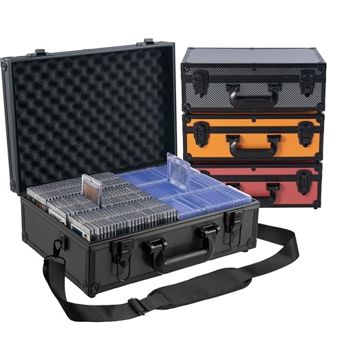 Large Aluminum Card Storage Box for Toploaders - Black, Holds 600+ Cards with Lock