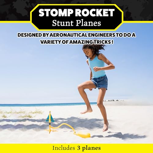 Stomp Rocket Stunt Plane Rocket Launcher Toy with 3 Foam Planes - Kid-Powered Fun