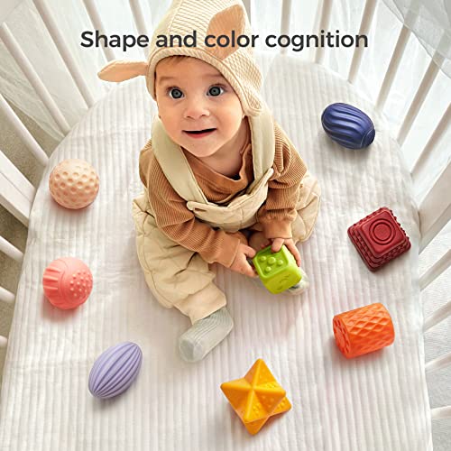 Baby Sensory Ball Set - 8 Pack Soft Textured Toys for Tactile Play & Development