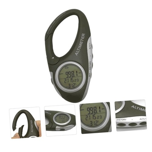 Abaodam Handheld Mountaineering Altimeter with Carabiner Practical Barometer and Thermometer for Simple Design Hiking Enthusiasts