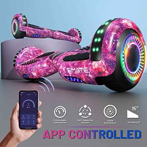 SIMATE Hoverboard, Bluetooth All Terrain Hover Boards with LED Lights and APP Control, Gifts for Kids Adults Girls Boys, for All Ages